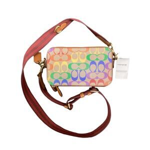 NWT Coach Purse Women’s One Size Box Style Crossbody “Rainbow Signature” Brown